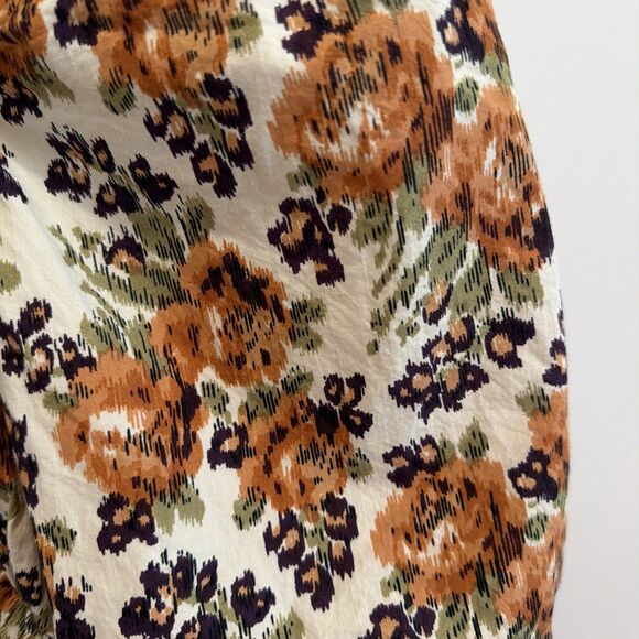 Anthropologie Love The Label Sz M Floral Puff Slv Maxi Dress Earthy Boho Roses - Picture 3 of 16